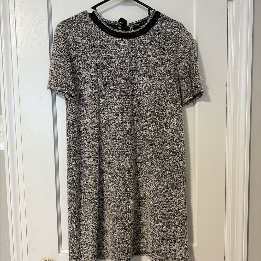 Zara Monochrome Tweed Mini Dress